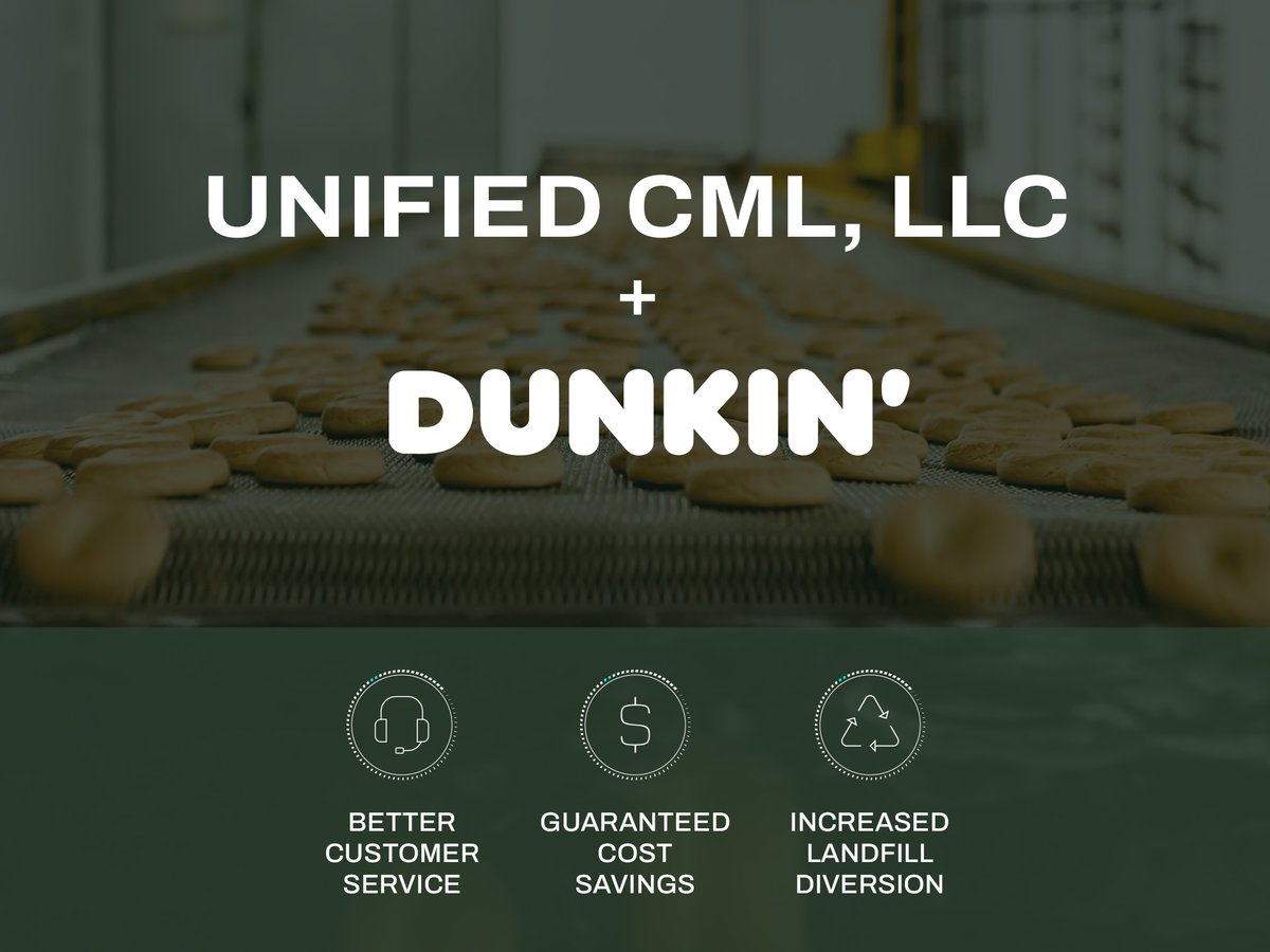 Unified CML, LLC and Dunkin' logos with the words 