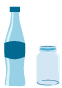 Illustration of a glass jar and glass bottle.