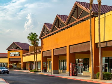 exterior of retail shopping center