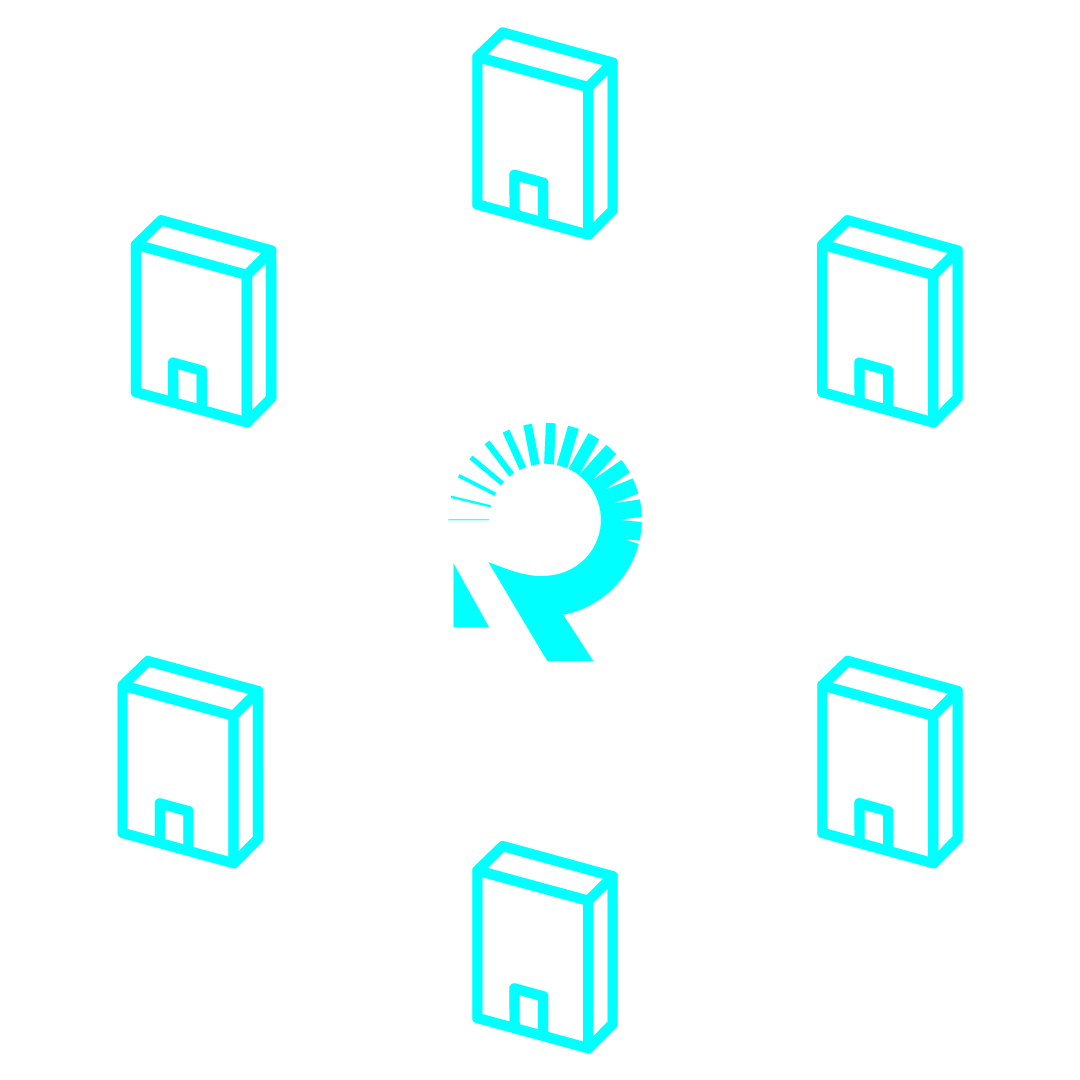 icon for consolidated portfolio management that shows arrows pointing to a central hub