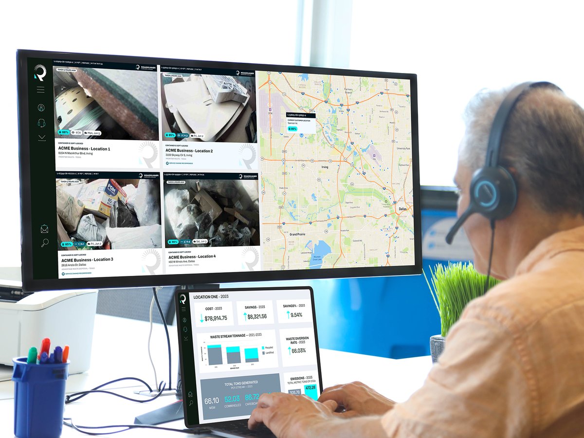 customer service representative looking at dashboards on a computer