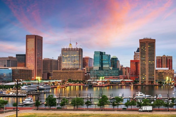 The Skyline in Baltimore, Maryland.