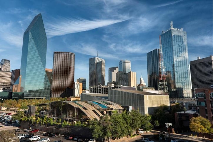 Dallas, Texas, downtown city skyline.