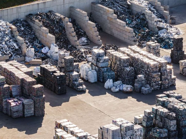 An industrial waste sorting area.