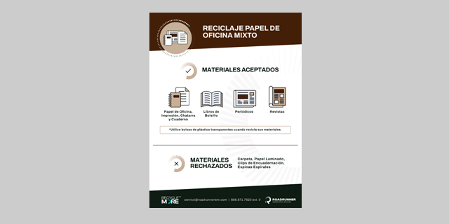 Mixed Office Paper Recycling label in the Spanish language